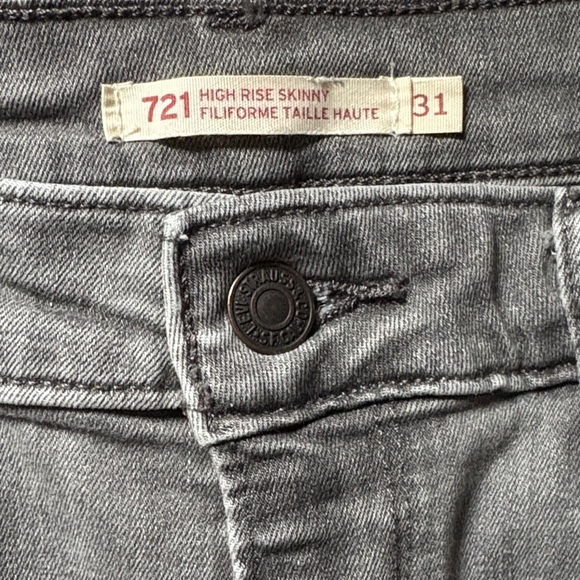 Levi’s 721 High Rise Skinny Grey Granite Jeans Size 31 Hemmed - Picture 12 of 15